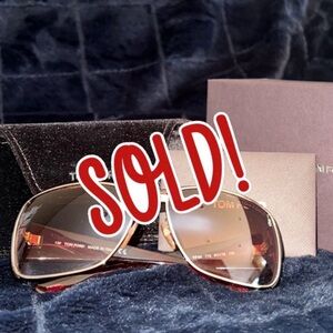 Burgundy and gold Tom Ford sunglasses